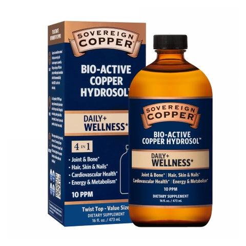 Sovereign Silver, Copper Hydrosol 10 ppm Flat Cap, 16 Oz