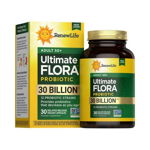 Renew Life, Ultimate Probiotic Flora Adult 50 Plus, 30 Billion CFU, 30 Vegan Capsules