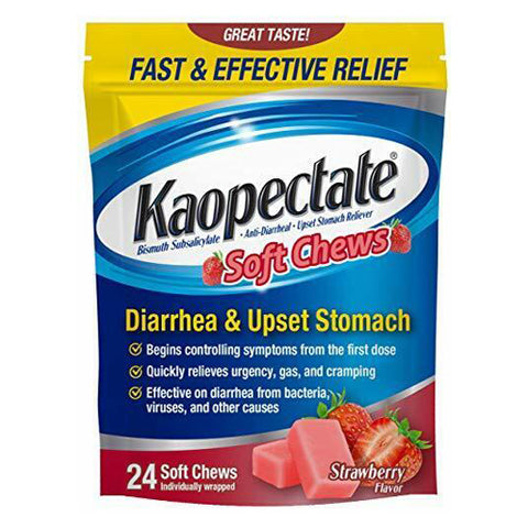 Kaopectate, Diarrhea and Upset Stomach Soft Chews Strawberry, 24 Chews