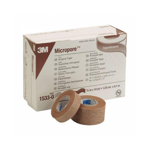 3M, 3M Micropore Paper Medical Tape 1/2 Inch x 10 Yard Tan, Box Of 24