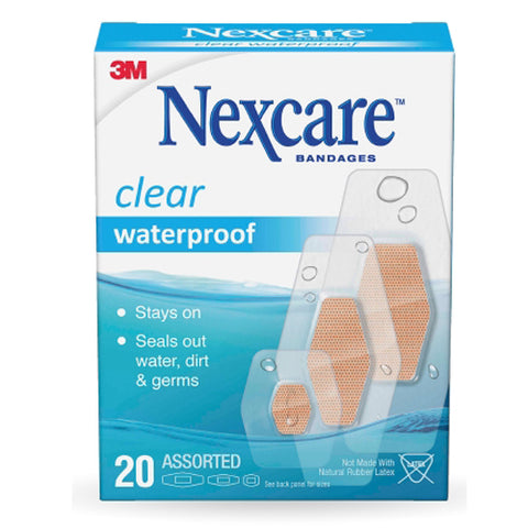 3M, Nexcare Waterproof Adhesive Strip Assorted Sizes, Box Of 20