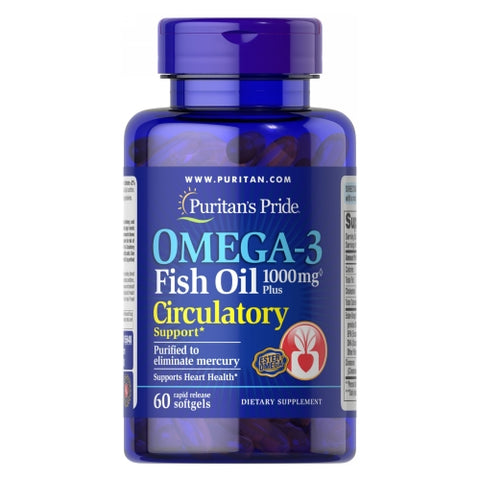Puritan's Pride, Omega-3 Fish Oil Plus Circulatory Support, 60 Softgels