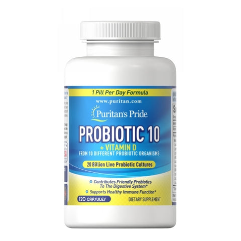 Puritan's Pride, Probiotic 10 with Vitamin D, 120 Capsules