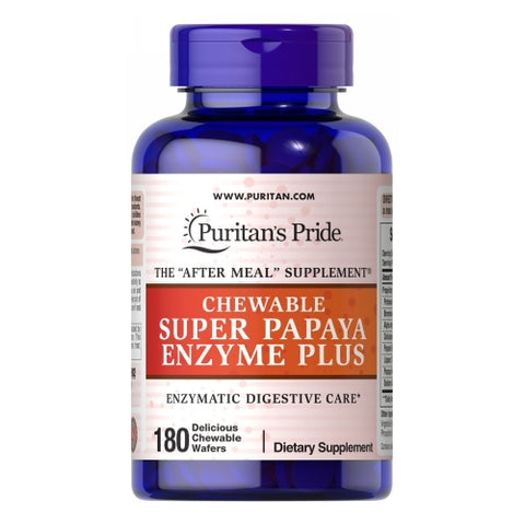 Puritan's Pride, Chewable Super Papaya Enzyme Plus, 180 Chewables