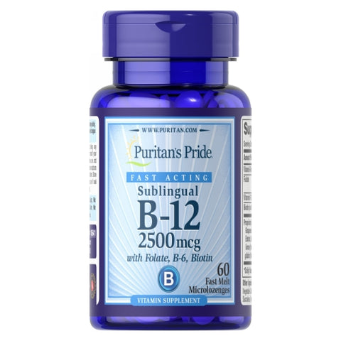 Puritan's Pride, Vitamin B-12 Sublingual with Folic Acid Vitamin B-6 & Biotin, 2500 mcg, 60 Microlozenges