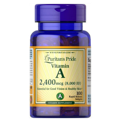 Puritan's Pride, Vitamin A 8,000 IU (2,400 mcg), 100 Rapid Release Softgels