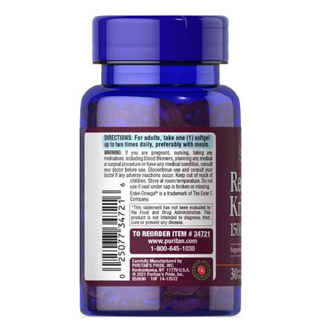 Puritan's Pride, Maximum Strength Red Krill Oil, 1500 mg, 30 Softgels