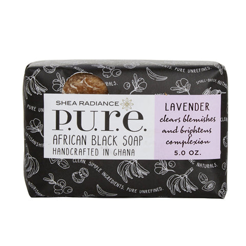 Shea Radiance, African Black Soap Bar Lavender, 5 Oz