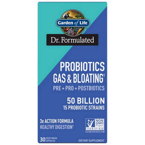 Garden of Life, Dr. Formulated Probiotics Gas and Bloating, 50 Billion, 30 Caps