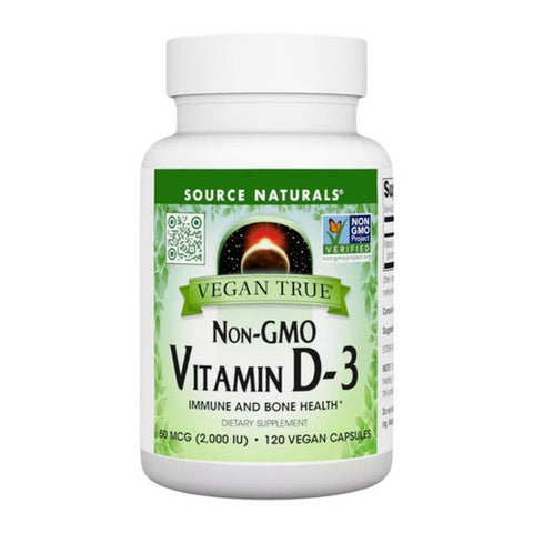 Source Naturals, Vegan True Non-GMO Vitamin D-3, 2,000 IU, 120 VegCaps