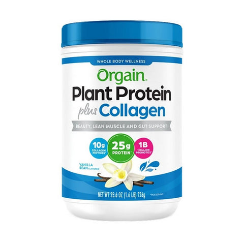 Orgain, Plant Protein Plus Collagen, Vanilla Bean 25.6 Oz