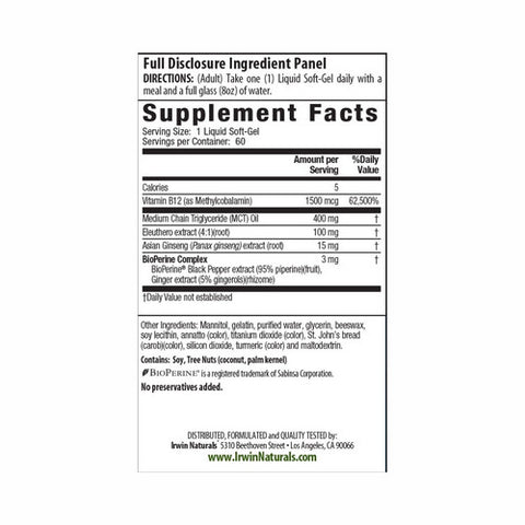 Irwin Naturals, One-Per-Day Mega B-12, 60 Softgels