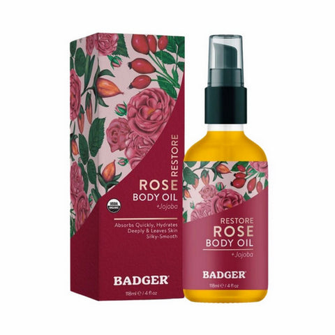 Badger Balm, Damascus Rose Body Oil, 113 Grams