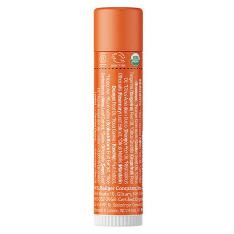 Badger Balm, Tangerine Breeze Lip Balm Stick, .15 Oz