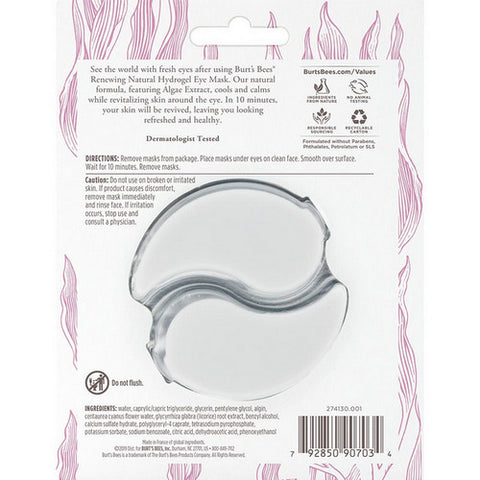Burts Bees, Renewing Natural Hydrogel Eye Mask with Algae, 1 Count