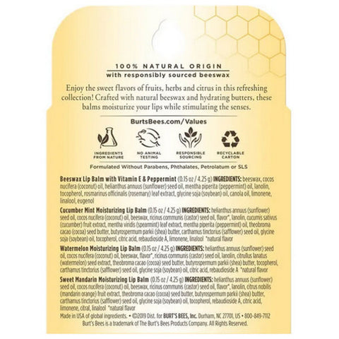 Burts Bees, Freshly Picked Lip Balm, 4 Count