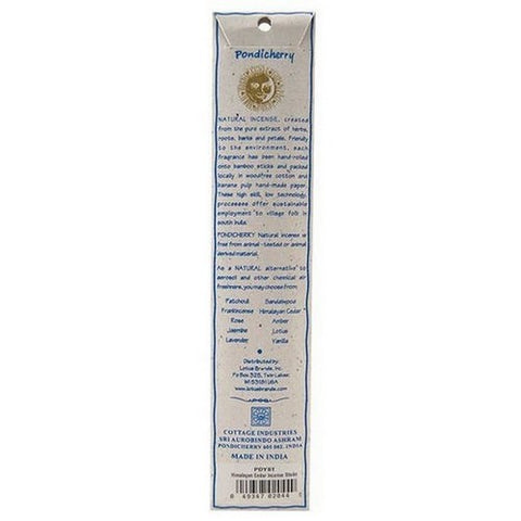 Pondicherry Natural Incense, Himalayan Cedar Incense Sticks, 15 Count