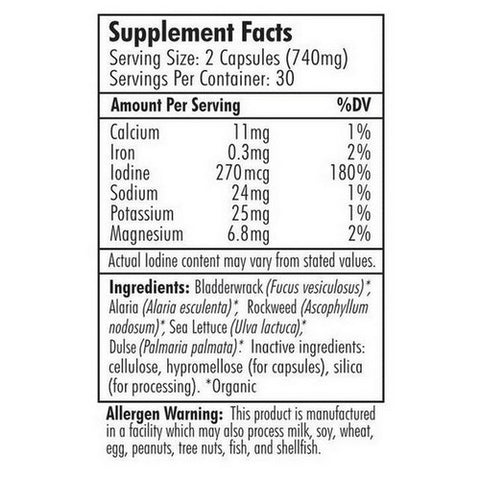 Maine Coast Sea Vegetables, Iodine Formula Seaweed Support, 60 Caps