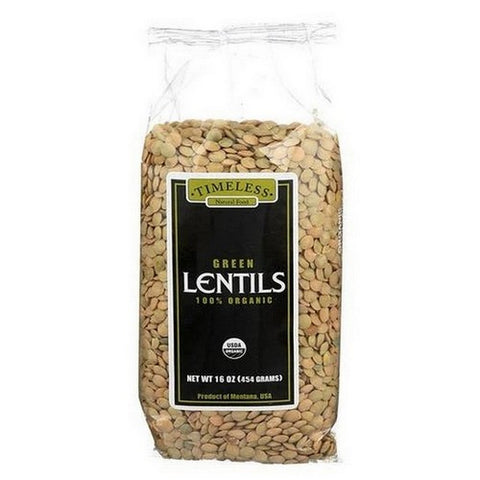 Timeless Natural Foods, Organic Green Lentils, 16 Oz