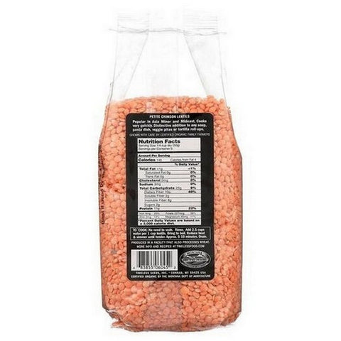 Timeless Natural Foods, Organic Petite Crimson Lentils, 16 Oz