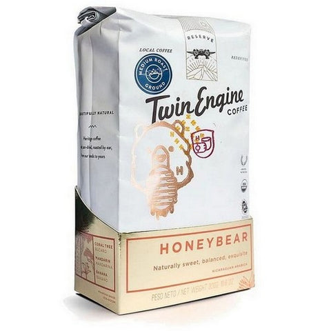 Twin Engine Coffee, Organic Ground Honey Bear Edition Dark Coffee, 10.5 Oz