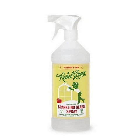 Rebel Green, Glass Cleaner Peppermint And Lemon, 32 Oz