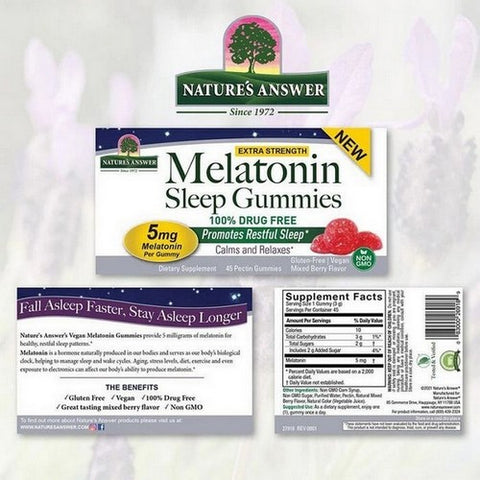 Nature's Answer, Melatonin Sleep Gummies Mixed Berry, 45 Gummies