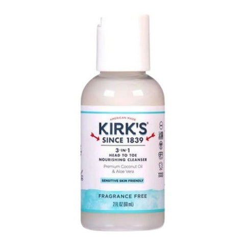 Kirk's Natural Products, 3-in-1 Castile Soap Fragrance Free, 2 Oz