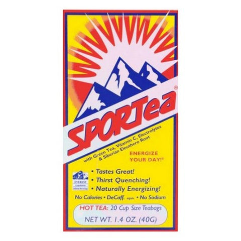 Sportea, Hot Tea 20 Cup Size Teabags With Green Tea Vitamin C Electrolytes  And Siberian Eleuthero Root, 1.4 Oz