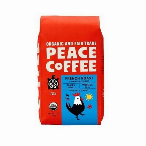 Peace Coffee, Whole Bean French Roast Blend, 12 Oz