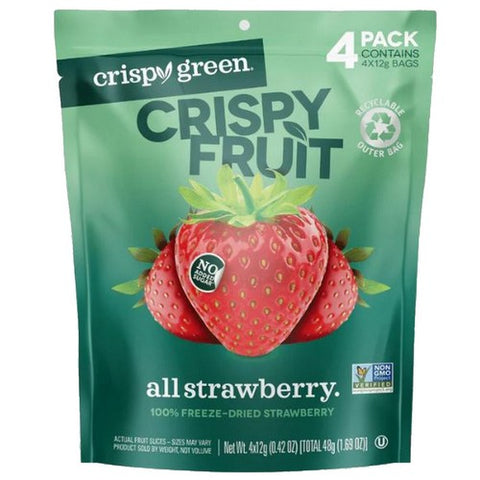 Crispy Green, All Strawberry Freeze Dried Fruit, 4 Count