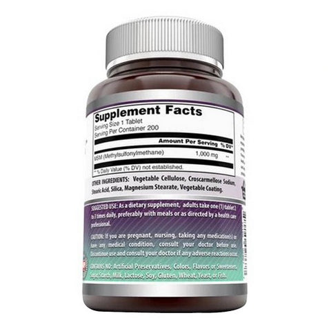 Amazing Nutrition, Amazing Formulas MSM, 1000 mg, 200 Tabs