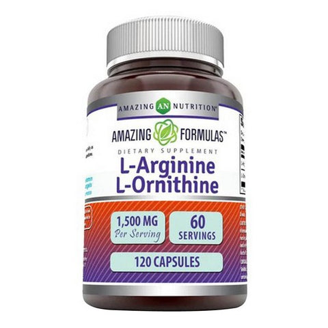 Amazing Nutrition, Amazing Formulas L-Arginine/L-Ornithine, 1500 mg, 120 Caps