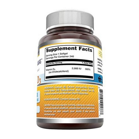 Amazing Nutrition, Amazing Formulas Vitamin D3, 2,000 IU, 240 Softgels