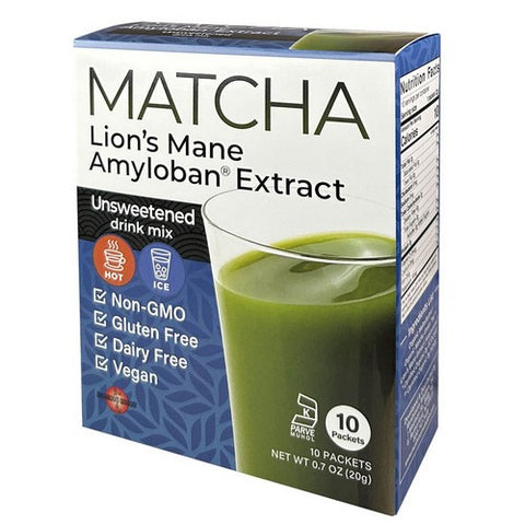 Maitake Mushroom Wisdom, Matcha Lion's Mane Amyloban Extract Sticks, 10 Count