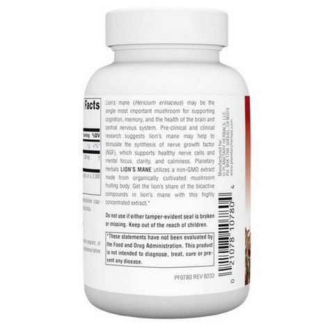 Planetary Herbals, Lion's Mane, 500 mg, 60 VegCaps