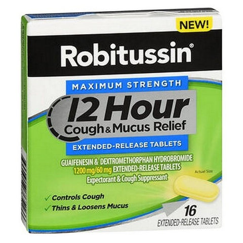 Robitussin, 12 Hour Cough And Mucus Relief, 16 Tablets