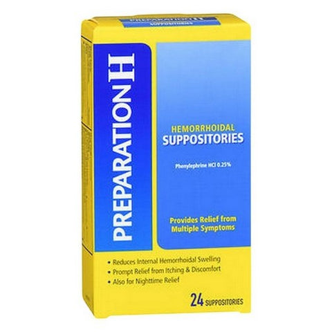 Preparation H, Hemorrhoidal Suppositories, 24 Count