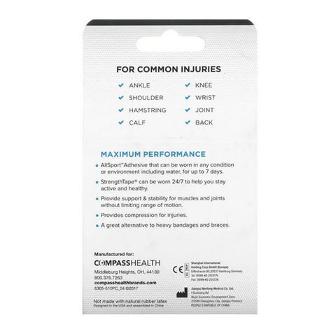 StrengthTape, Kinesiology Tape 5M Precut Roll Black, 1 Each