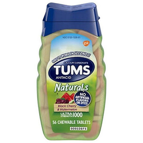Tums, Naturals Ultra Strength Antacid Tablets, Black Cherry And Watermelon 56 Chewable