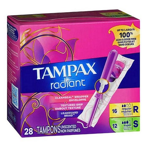 Tampax, Pocket Radiant Compact Tampons Duopack Unscented, 28 Each