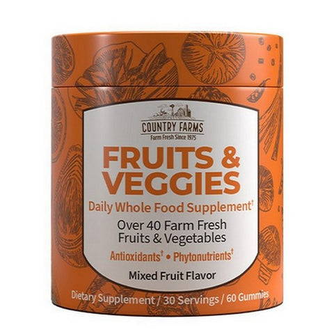 Country Farms, Fruits and Veggies Mixed Fruit, 60 Gummies