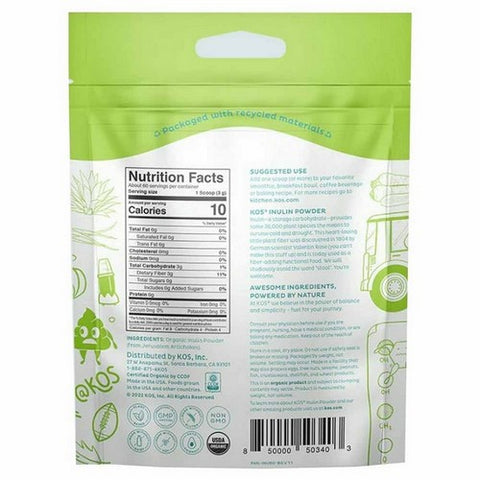 Kos, Organic Inulin Powder, 6.3 Oz
