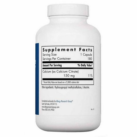 Nutricology/ Allergy Research Group, Calcium Citrate Pure Well-Absorbed Calcium, 180 Veg Caps