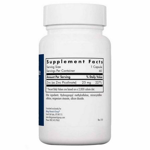 Nutricology/ Allergy Research Group, Zinc Picolinate, 60 Veg Caps