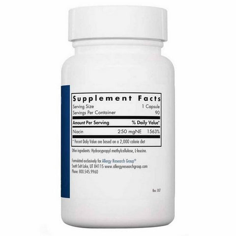 Nutricology/ Allergy Research Group, Niacin Vitamin B3, 90 Veg Caps