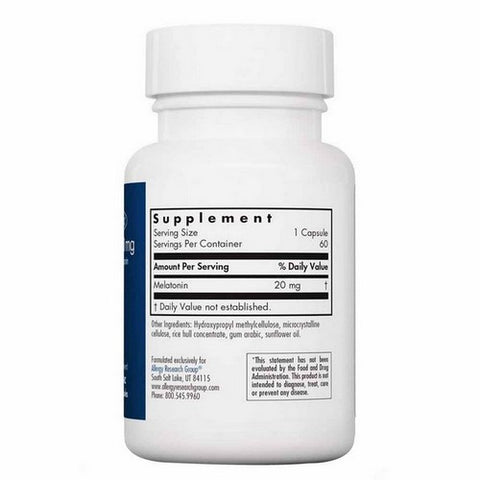 Nutricology/ Allergy Research Group, Melatonin High Potency Melatonin, 20 Mg, 60 Veg Caps