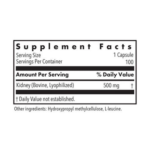 Nutricology/ Allergy Research Group, Kidney Beef Natural Glandular, 100 Veg Caps