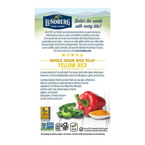 Lundberg, Organic Whole Grain Yellow Rice, 6 Oz (Case Of 6)