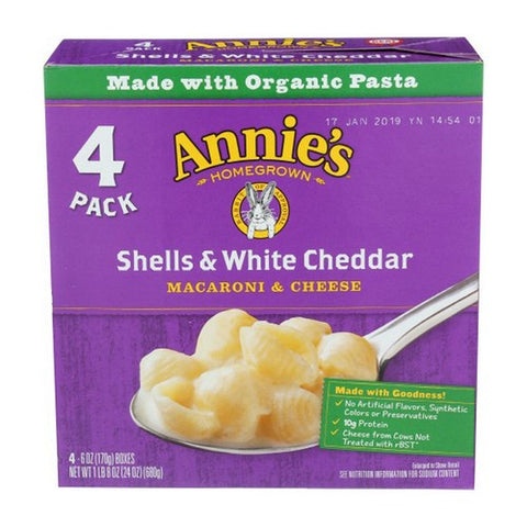 Annie's Homegrown, Macaroni And Cheese Shells & White Cheddar, 24 Oz (Case Of 4)